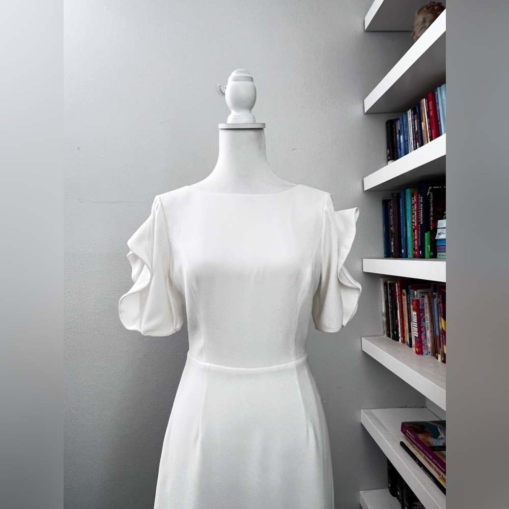 Sachin & Babi Harper Dress Off White Crepe Flutter Mini Dress size 2 - Picture 4 of 15